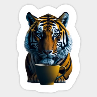 COFFEE CUP AND TIGER Sticker